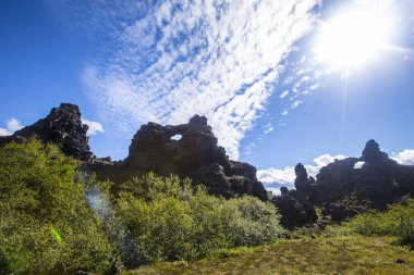 İzlanda, Myvatn parkında küçük dağlar