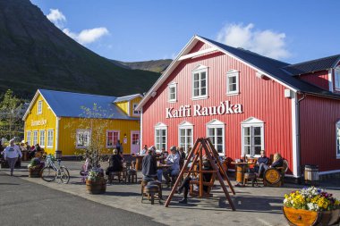 Siglufjordur, İzlanda; Ağustos 2017: İzlanda 'nın kuzeyindeki Siglufjordur kasabası