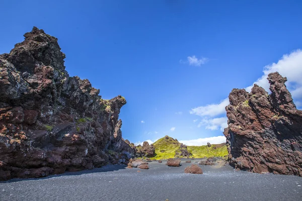 Praia Areia Preta Península Snaefellsnes Islândia — Fotografia de Stock