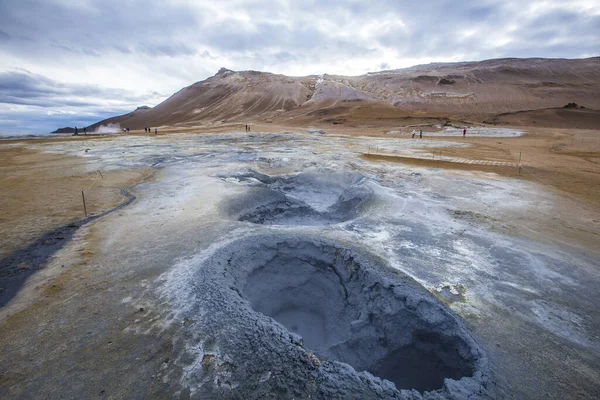 Myvatn Park Geothermal Activity Amazing Hot Steam Comes Out Ground — Stock Photo, Image