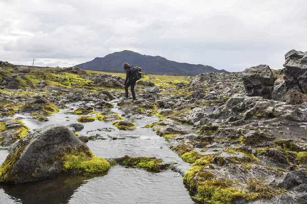 Paisaje Del Río Montaña Trekking Landmannalaugar — Foto de Stock