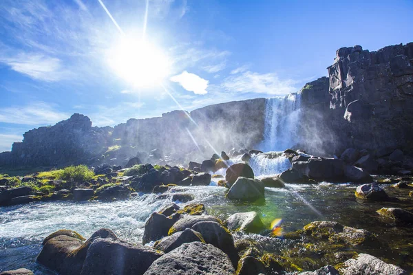 Великий Водоспад Долини Пінгваллаватн Ісландії — стокове фото