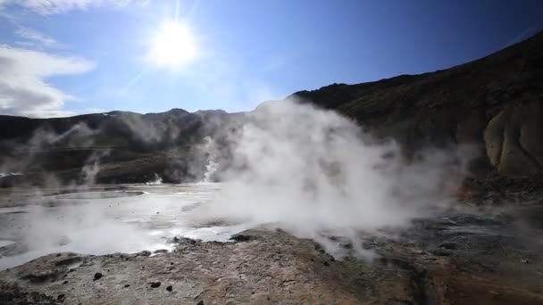 Lugar Agradável Para Visitar Com Água Fervente Myvatn Islândia — Vídeo de Stock