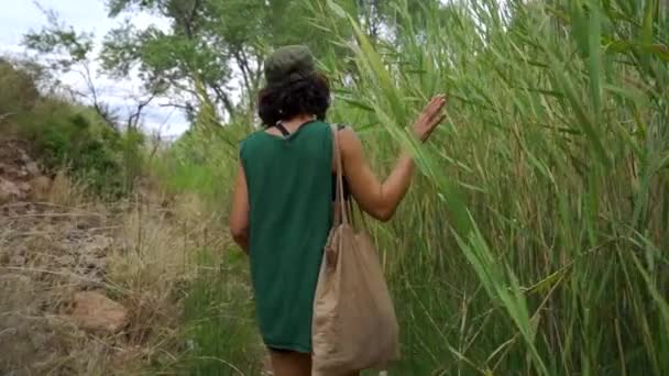 Una Joven Caminando Entre Hierbas Gigantes Interior Del Cañón Colorado — Vídeos de Stock