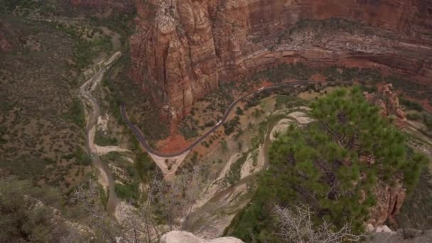 Vista Panorámica Del Sendero Aterrizaje Angels Landing Trail Parque Nacional — Vídeo de stock