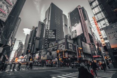 New York, ABD; 5 Ocak 2020: Ünlü Times Meydanı 'na binalar geliyor