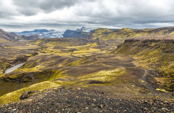 Vacker Panoramautsikt Över Landmannalaugar Dalen Vandring Island — Stockfoto