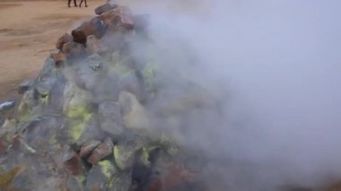 Myvatn parkındaki buhar dağları. İzlanda