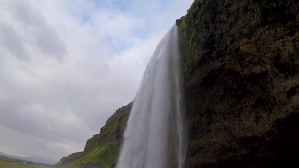 Zlanda Nın Güzel Şelalelerinden Biri Seljalandsfoss Şelalesi — Stok video