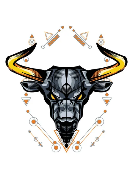 Orange Bull Sacred Geometry Pattern Background Vector Illustration — 스톡 벡터