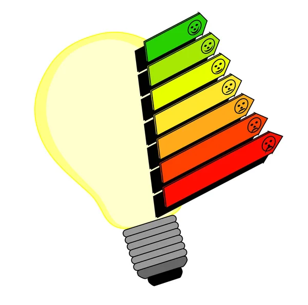 Light bulb with energy labels — Stock Vector