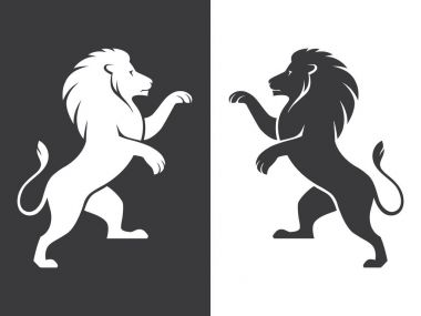 Two heraldic lions rampant clipart