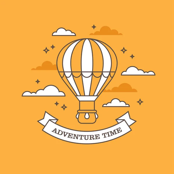 Illustration linéaire de ballon à air sur fond orange — Image vectorielle