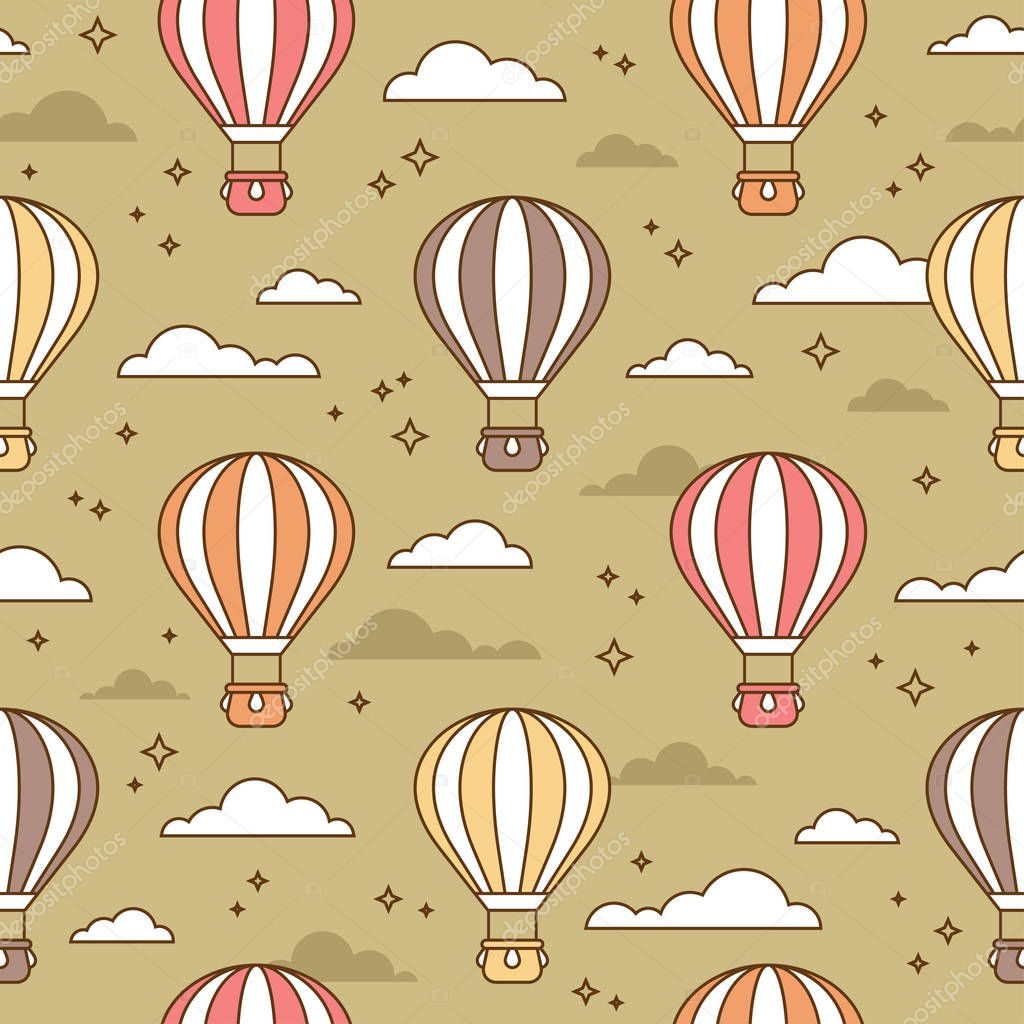 Cute seamless pattern with colorful air balloons
