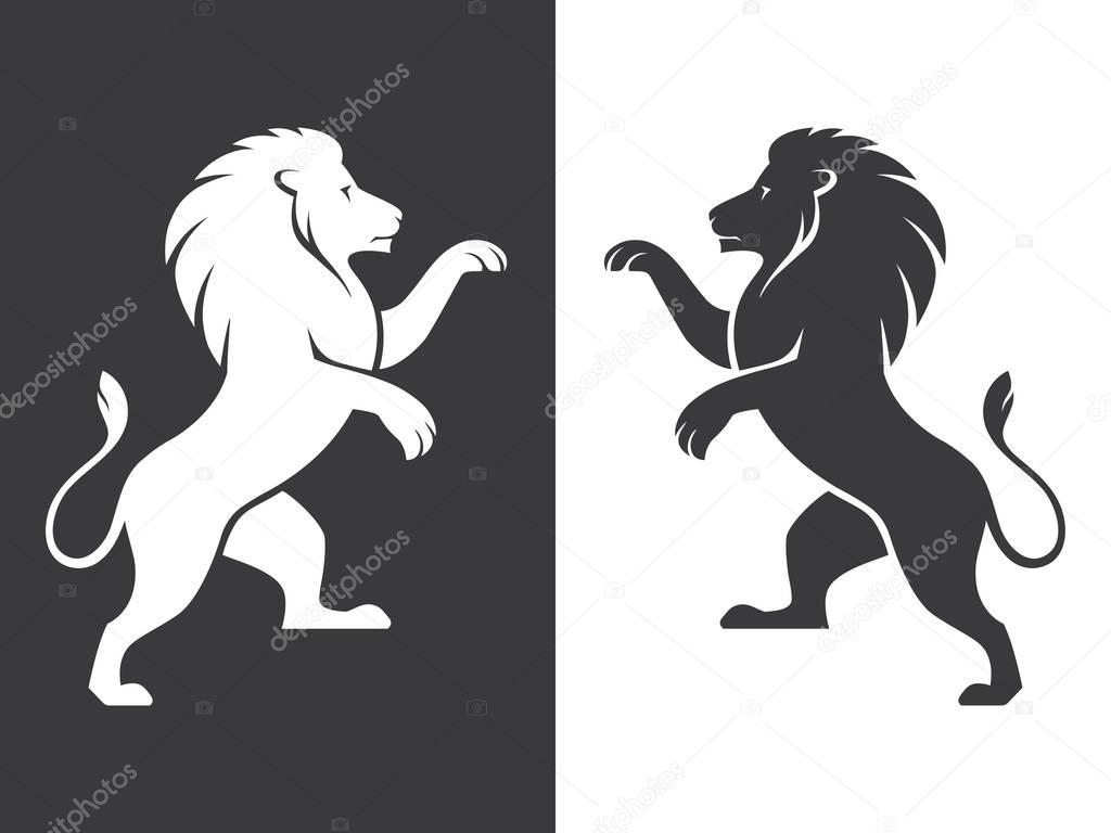 Two heraldic lions rampant