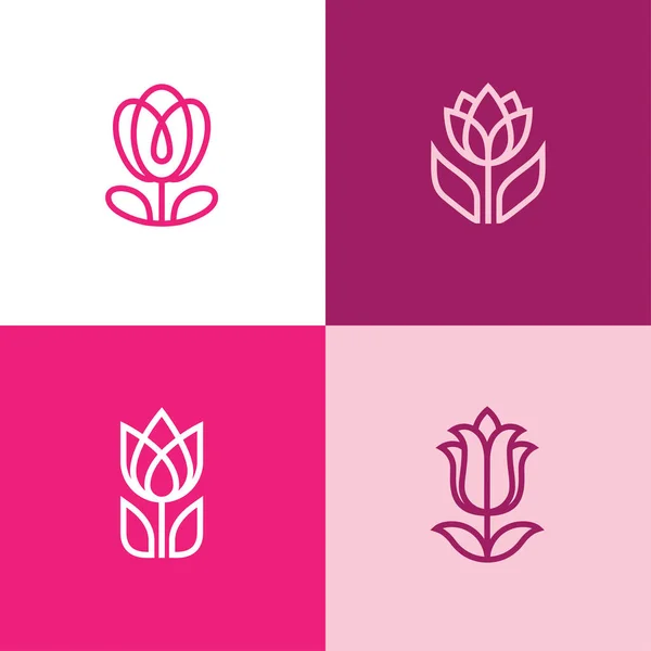 Cuatro iconos de tulipán — Vector de stock