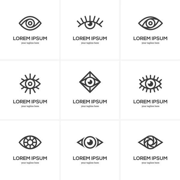 Set of black linear eye icons. — Stock Vector