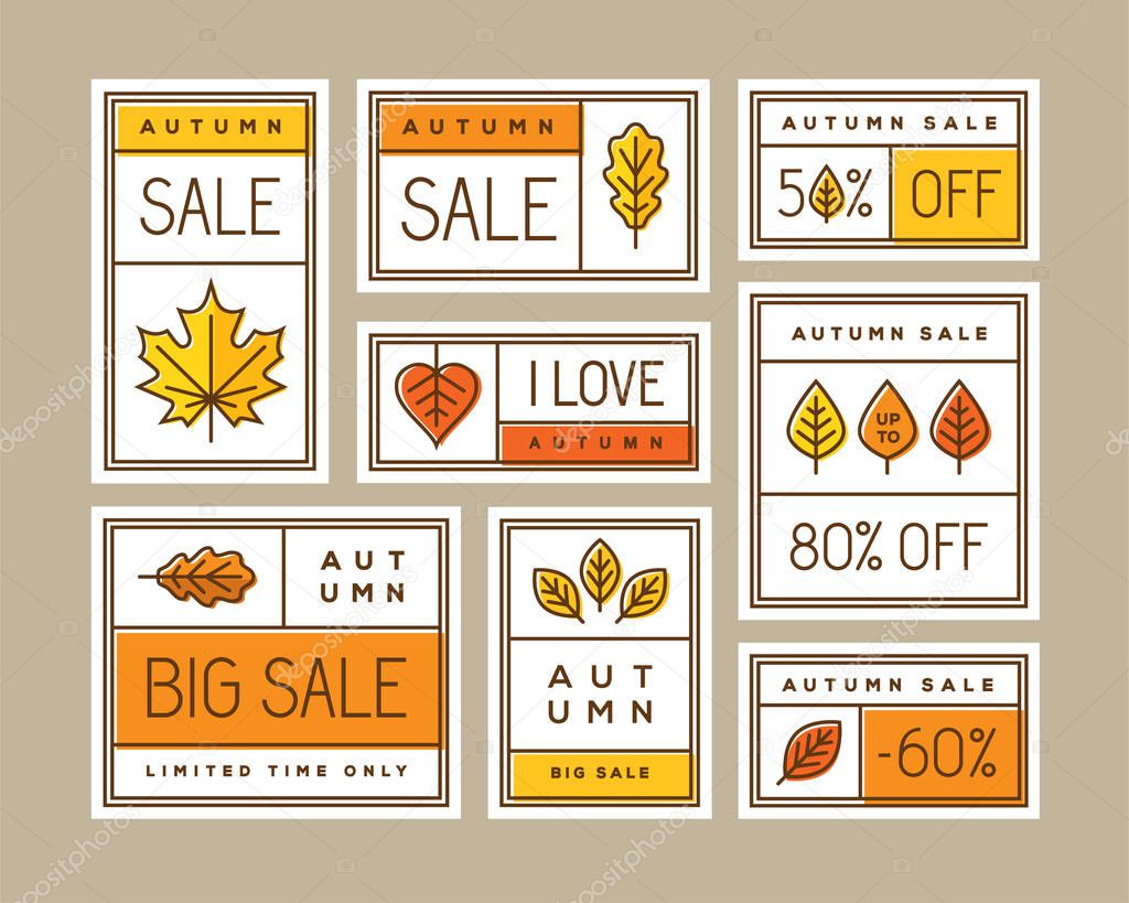 Autumn sale labels, stickers, tags or banners set.