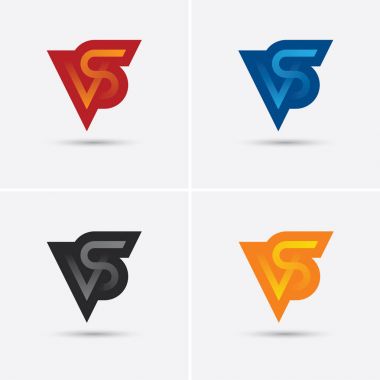 Vs harf logo dört farklı renkte kümesi.
