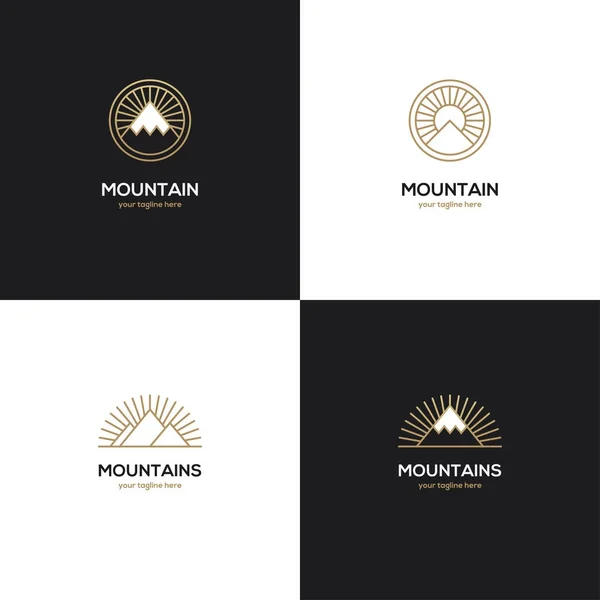 Four mountain logo in golden color. — Stock Vector