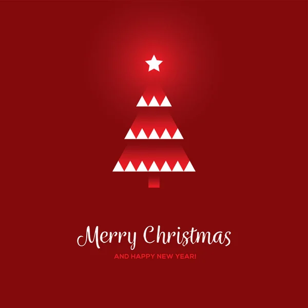 Arbre de Noël géométrique sur fond rouge . — Image vectorielle