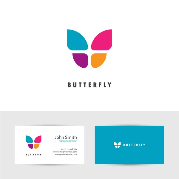 カラフルな蝶のロゴ. — ストックベクタ