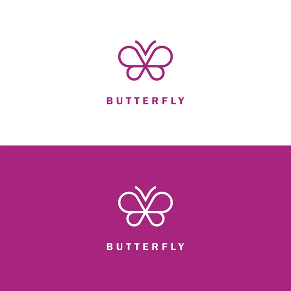 Mariposa mono línea vector logo . — Vector de stock