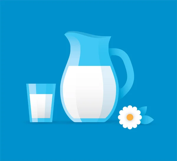 Milk jug and glass. — Stock Vector