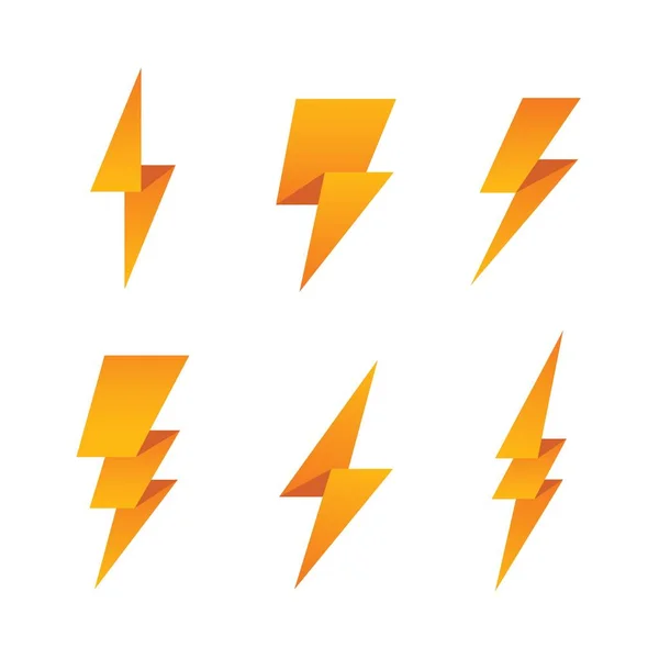 Paper lightning bolt icon set. — Stock Vector