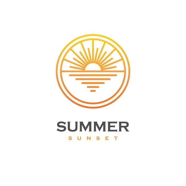 Sun and sea linear logo. — Stock Vector