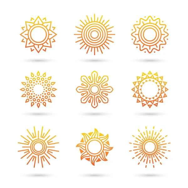 Sun icon set isolated on white background. — Stock Vector