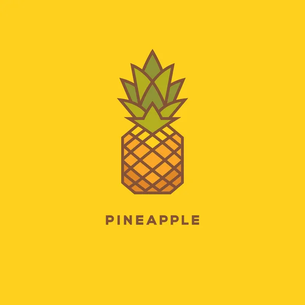 Bright Colorful Pineapple Geometric Logo Tropical Summer Fruit Symbol Yellow — Stock Vector