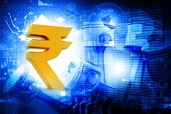 Indian rupee with Financial chart — ストック写真