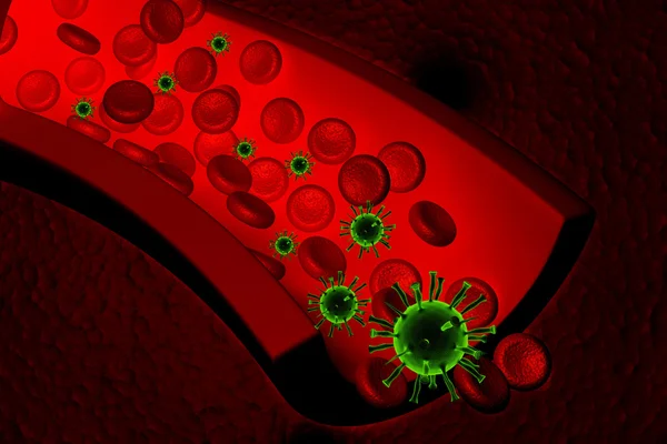 Вирус заражает клетки крови — стоковое фото