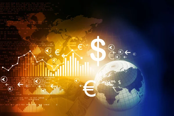 Finansiella tabeller och diagram med digitala världen — Stockfoto