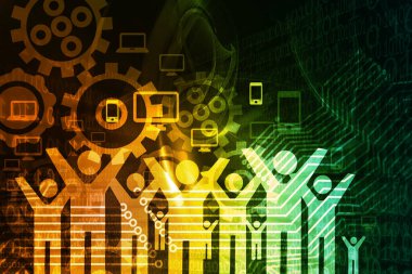 İş adamları ile teknik arka plan 