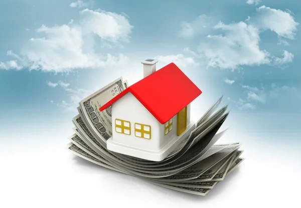 House standing on dollar notes — Stock Photo, Image