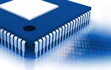 Integrated Circuit on binary background, IC chip  clipart
