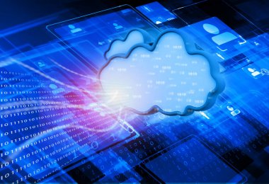 Bilgi işlem kavramı, mavi arka plan bulut