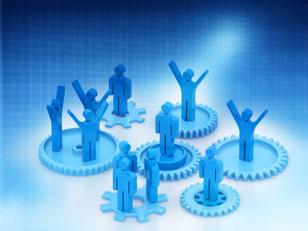 Team Work Concept People Standing Gears — Stock Photo, Image