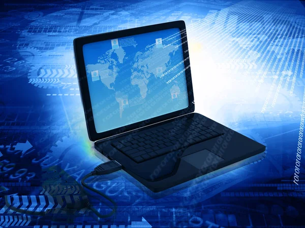 Laptop Binary Stream Tech Technological Background — Stock Photo, Image