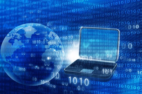 Digitala Världen Med Laptop Internet Teknik Koncept — Stockfoto