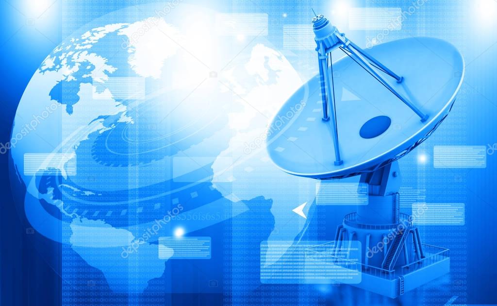 Satellite dish transmission data, abstract tech background