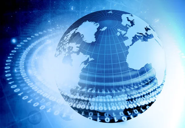 Globalization Fiber Optics Digital World Global Internet Technology — Stock Photo, Image