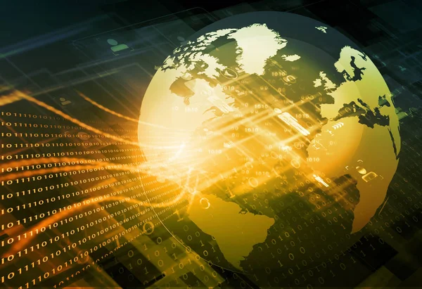 Globalizáció Száloptika Digitális Világ Globális Internetes Technológia — Stock Fotó
