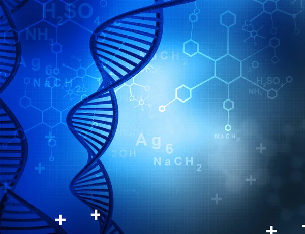 Cząsteczki Dna Niebieskim Tle — Zdjęcie stockowe