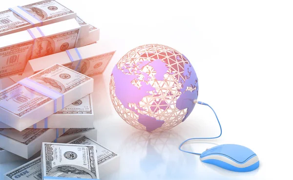 Earth Mouse Dollar Make Money Online — Stock Photo, Image