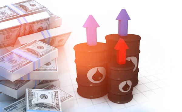 Barriles Petróleo Con Pila Dólares — Foto de Stock