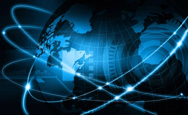 ネットワーク インターネット グローバリゼーションのグローバル ビジネス コンセプトの未来的な背景 — ストック写真