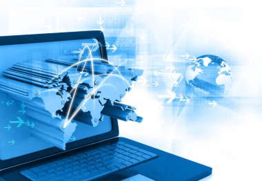 Küresel iş ağ kavramı. 3D çizim